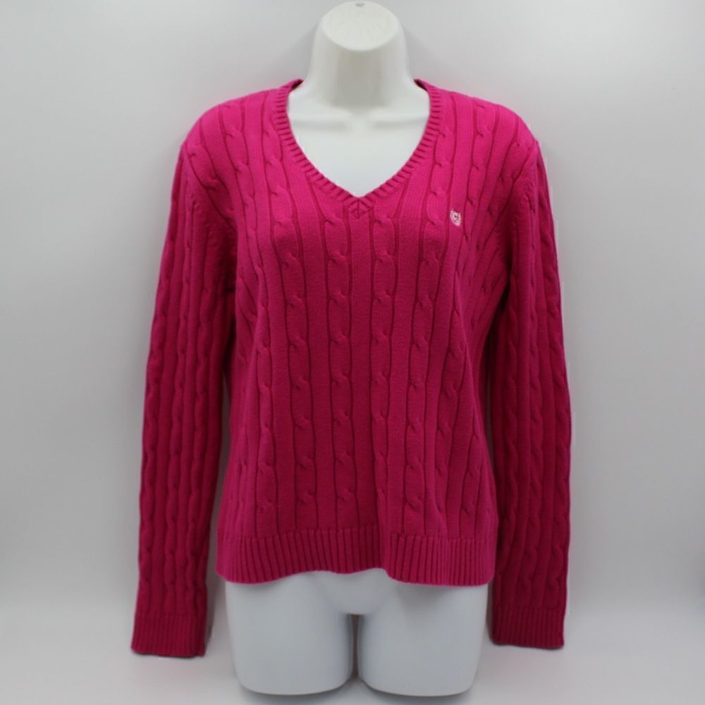 Pink chaps 100% cotton cable knit sweater